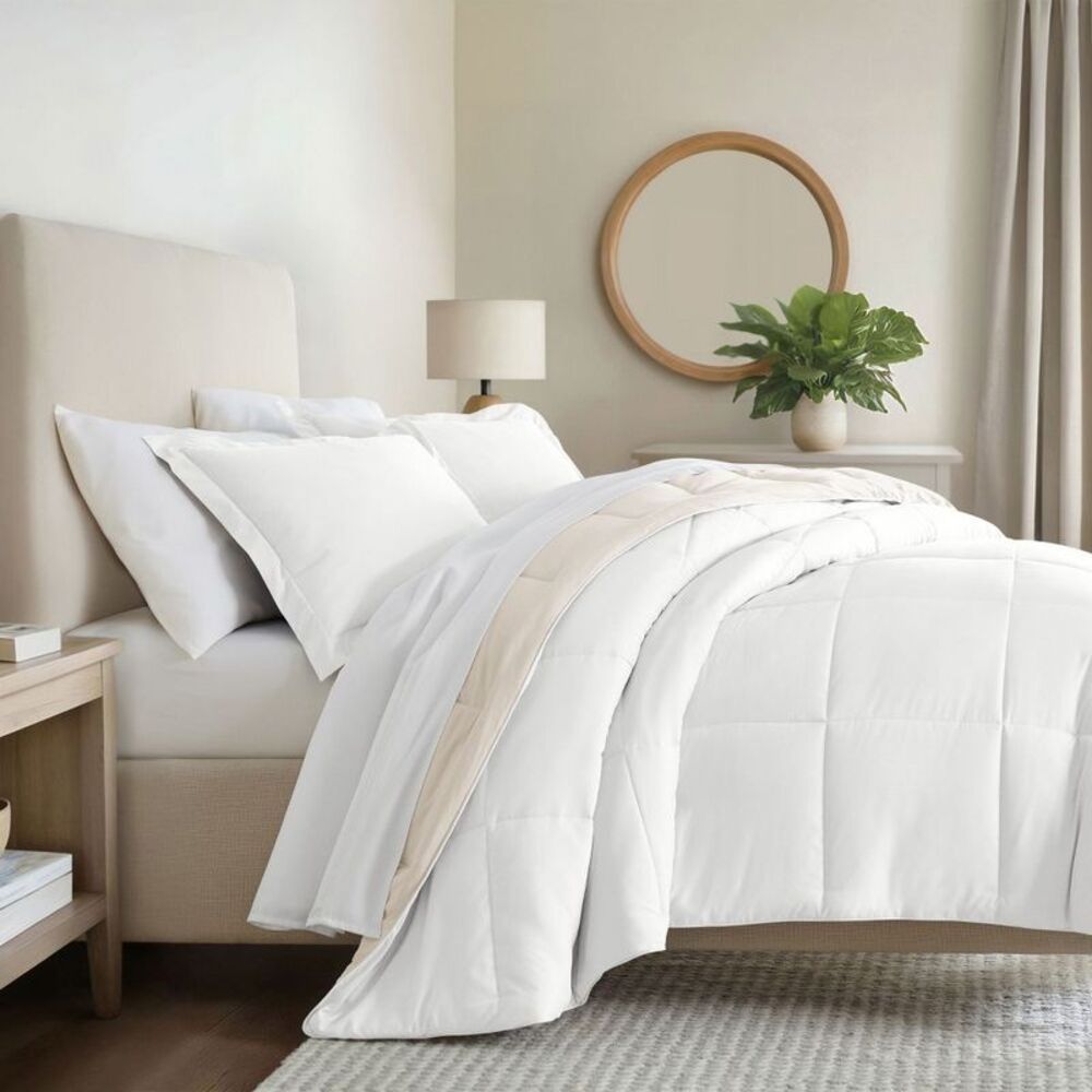 Becky Cameron - Reversible Comforter and Shams Set, Ultra Soft - B White